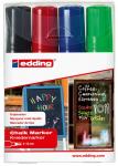 Krijtmarker beitelpunt 4-15 mm, etui met 4 stuks (groen, blauw, rood, zwart)